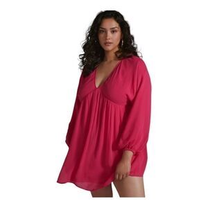 Anthropologie Forever That Girl Sheer Flowy Mini Dress hot pink oversized S NWT.